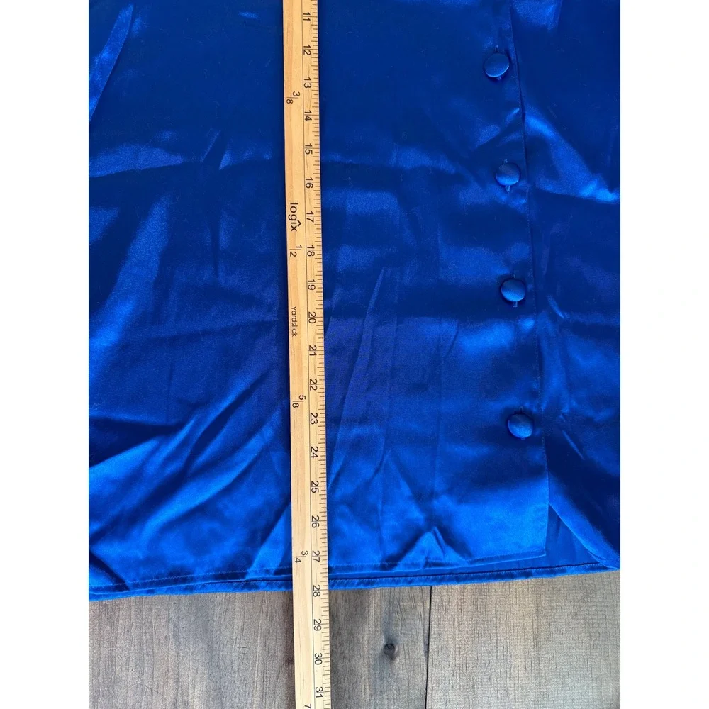 Frederick's of Hollywood 3X Cobalt Blue Satin Pajama Set Wide Leg Lounge Y2K
